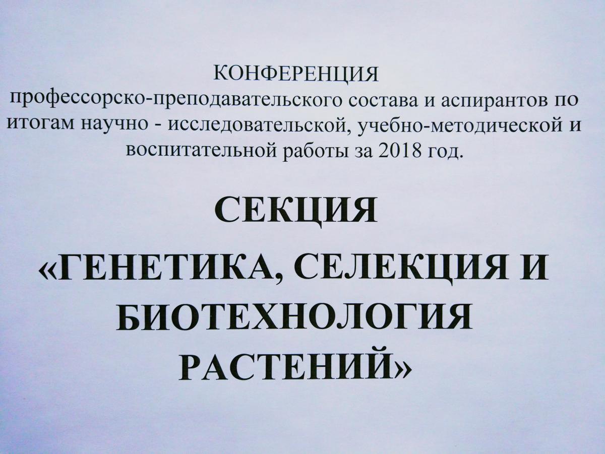 Конференция профессорско-преподавательского состава и аспирантов по итогам научно-исследовательской, учебно-методической и воспитательной работы за 2018 г.